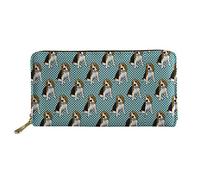 WELLFLYHOM Cartera de viaje para mujer, cartera larga, piel, cremallera, tarjetero, monedero, Beagle Polka Dots, large, Cartera de viaje