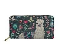 WELLFLYHOM Cartera de viaje para mujer, cartera larga, piel, cremallera, tarjetero, monedero, Lama Floral, large, Cartera de viaje