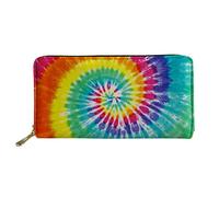 WELLFLYHOM Cartera grande de piel con cremallera alrededor de la tarjetero, organizador de viaje para mujer, Colorido Tie Dye, L, Cartera de viaje