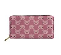 WELLFLYHOM Cartera grande de piel con cremallera alrededor de la tarjetero, organizador de viaje para mujer, Cerdo de dibujos animados rosa, L, Cartera de viaje