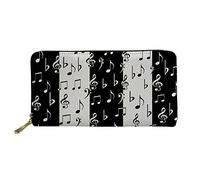 WELLFLYHOM Cartera grande de piel con cremallera alrededor de la tarjetero, organizador de viaje para mujer, Nota musical, L, Cartera de viaje