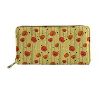 WELLFLYHOM Cartera grande de piel con cremallera alrededor de la tarjetero, organizador de viaje para mujer, Flores silvestres, L, Cartera de viaje