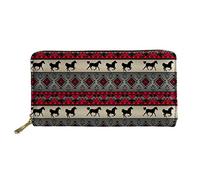 WELLFLYHOM Cartera grande de piel con cremallera alrededor de la tarjetero, organizador de viaje para mujer, Caballo nativo americano del suroeste, L, Cartera de viaje