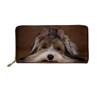 WELLFLYHOM Cartera grande de piel con cremallera alrededor de la tarjetero, organizador de viaje para mujer, Yorkshire Terrier., L, Cartera de viaje