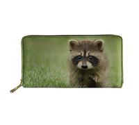 WELLFLYHOM Cartera grande de piel con cremallera alrededor de la tarjetero, organizador de viaje para mujer, Verde mapache, L, Cartera de viaje