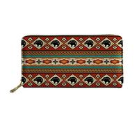 WELLFLYHOM Cartera grande de piel con cremallera alrededor de la tarjetero, organizador de viaje para mujer, Estampado tribal azteca de ciervo africano, L, Cartera de viaje