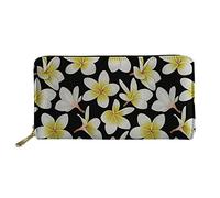 WELLFLYHOM Cartera grande de piel con cremallera alrededor de la tarjetero, organizador de viaje para mujer, Flor de plumeria, L, Cartera Rfid
