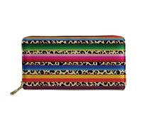 WELLFLYHOM Cartera grande de piel con cremallera alrededor de la tarjetero, organizador de viaje para mujer, Estampado de leopardo arcoíris, L, Cartera de viaje