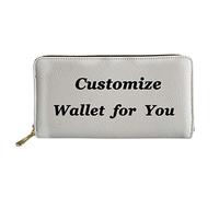 WELLFLYHOM Cartera grande de piel con cremallera alrededor de la tarjetero, organizador de viaje para mujer, Personalizable, L, Cartera Rfid