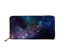 WELLFLYHOM Carteras de viaje para mujer, billetera larga de cuero, cremallera, ranuras para tarjetas, monedero, espacio, galaxia, estrella, grande, cartera de viaje, cartera de viaje Space Galaxy Star