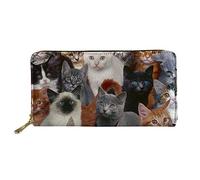 WELLFLYHOM Carteras de viaje para mujer, bolso largo de cuero con cierre de cremallera, ranuras para tarjetas, monedero, gatos geniales, grande, Cool Cats, Large, Cartera de viaje