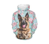 WELLFLYHOM Sudaderas con capucha con cordón de manga larga para mujeres, adolescentes y niñas, tallas XS-4XL, Flores de cerezo de pastor alemán, Large