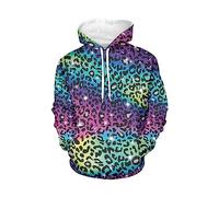 WELLFLYHOM Sudaderas con capucha para mujer, ropa deportiva para adolescentes, Estampado de leopardo arcoíris., XS