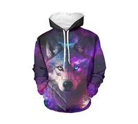 WELLFLYHOM Sudaderas con capucha para mujer, ropa deportiva para adolescentes, Galaxy wolf, XXL