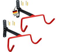 WELLGRO 2 soportes de pared para bicicleta, color rojo | Hasta 30 kg de carga, plegable, ahorra espacio, suspensión de bicicleta de acero, con protección de goma
