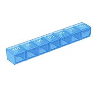 WELLGRO Pastillero para 7 días - Pastillero 1 compartimento por día - Tapa abatible con cierre a presión - Material libre de BPA - Color a elegir - Color: azul