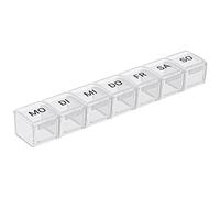 WELLGRO Pastillero para 7 días - Pastillero 1 compartimento por día - Tapa abatible con cierre a presión - Material libre de BPA - Color a elegir - Color: blanco