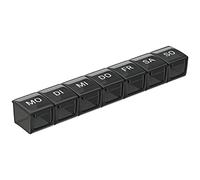 WELLGRO Pastillero para 7 días - Pastillero 1 compartimento por día - Tapa abatible con cierre a presión - Material libre de BPA - Color a elegir - Color: negro