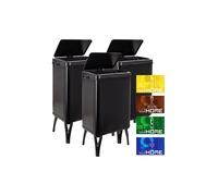 WellHome 3 cubos de basura inteligente de 40L c/u, Alto: 71,5 (x35,5x26), negro con etiquetas magnéticas.
