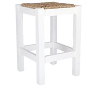 WellHome Banqueta baja en madera blanca ø32,5x48,5 cm