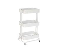 Well Home Carro de cocina de hierro en blanco con ruedas y 3 cajones