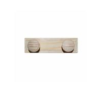 WellHome Colgador 2 pomos en madera, acabado sin barniz, 28x9x6 cm.