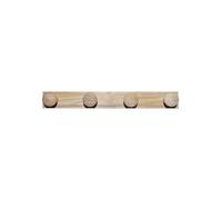WellHome Colgador 4 pomos en madera, acabado sin barniz, 48x9x6 cm.
