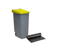 WellHome Contenedor Cerrado 110L H.88cm + Rollo 10 bolsas de basura 120L.