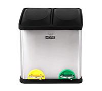 Wellhome Cubo de 2 Compartimentos, Basura/Cubos de Reciclaje, Óptima Capacidad, para Papel, Vidrio y Plástico, para Hogar, Oficina, Interior, Exterior, Plateado (Cromado), 30 l [Amazon Exclusive]