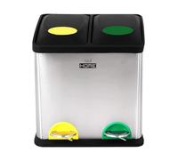 Wellhome Cubo de 2 Compartimentos, Basura/Cubos de Reciclaje, Óptima Capacidad para Papel, Vidrio y Plástico, para Hogar, Oficina, Interior, Exterior, Plateado (Cromado), 16 l [Amazon Exclusive]