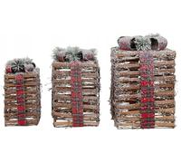 WellHome Figura navideña cajas de regalos de madera 25x25x42cm