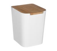 Wellhome - papelera de baño con tapa de bambú 'baltik' 5l color blanco