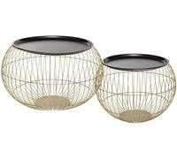 WellHome Set de 2 mesas auxiliares de hierro en dorado 67x67x42cm