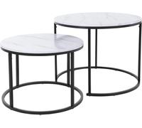 WellHome Set de 2 mesas auxiliares en metal blanco ø50 ø60cm