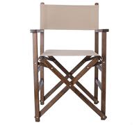 WELL HOME - Sillón director estructura nogal con lona piedra, 51x46x86 cm