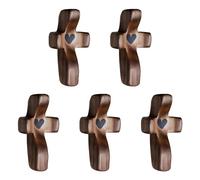 wellhouse Cross My Heart - Cruz de madera para aliviar el estrés, regalo de bolsillo, cruz de mano de mano, cruz de oración para mano (nogal, 5 unidades)
