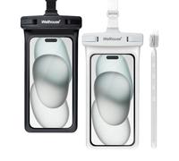 wellhouse Paquete de 2 Fundas Impermeables para teléfono Celular para iPhone 15, 14, 13, 12 Pro MAX, XS, Samsung IPX8 3D, Bolsa Impermeable para teléfono Celular, artículos Esenciales de Playa, Negro