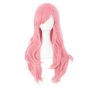 WELLHY 28 Extremos de Pelo Rizado Largo de 70 cm Peluca de Cosplay de Disfraz (Rosa) Peluca Coser (Color : Peachblow) (Color : Dark Brown)