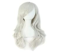 WELLHY 28 Extremos de Pelo Rizado Largo de 70 cm Peluca de Cosplay de Disfraz (Rosa) Peluca Coser (Color : Peachblow) (Color : Silver Gray)