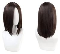 WELLHY Anime Cosplay Peluca Attack on Peluca Eren Peluca Marrón Oscuro Longitud Media Cabello Liso con Gorro de Peluca for Fiesta de Halloween Carnaval Vida Nocturna Conciertos Coser Peluca