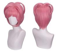WELLHY Anime Cosplay Peluca Doki Doki Club de Literatura Peluca Mujer Rosa Bob Pelo Corto for Natsuki Juego de rol Pelucas de Fiesta de Halloween con Gorra de Peluca Coser Peluca