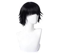 WELLHY Cosplay Peluca Anime Air Cospaly Máscara de Francotirador Peluca Negro 35 cm Resistente al Calor Síntesis Cabello Anime Cosplay Jugar Peluca Fiesta de Halloween for Coser