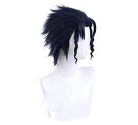 WELLHY Cosplay Peluca Anime 's Bizarre Adventure Cosplay Kujo Jotaro Hombres Negro Azul Peluca Anime Cosplay Peluca sintética Resistente al Calor Halloween for Coser