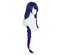 WELLHY Cosplay Peluca Juego Genshin Impact Shogun Cosplay Peluca Larga Azul púrpura Trenzado Resistente al Calor Pelo sintético Anime Cosplay Pelucas + Gorro de Peluca for Coser