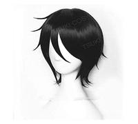 WELLHY Cosplay Peluca Kuroshitsuji Black Butler Michaelis Corto Negro Resistente al Calor Anime Cosplay Disfraz Peluca + Pista + Gorro de Peluca for Coser