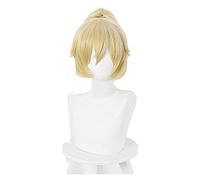 WELLHY Cosplay Peluca Mayuko Nise Cosplay Pelucas Anime Tenkuu Shinpan High-Rise Invasion Yellow Ponytail Pelo Resistente al Calor Fiesta de Halloween Cosplay Peluca for Coser