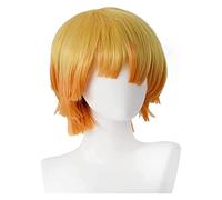 WELLHY Halloween Zenitsu Cosplay Peluca Corta Naranja Anime Cosplay Pelucas for niños Adultos Coser Peluca