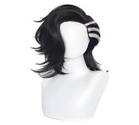 WELLHY Kokonoi Hajime Anime Negro Cosplay Peluca for Tokyo Revengers Personaje Corto Mullido Cosplay Peluca Coser Peluca