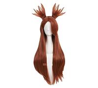 WELLHY Peluca de Cosplay Akimichi Chouchou, Peluca de Cosplay de 80cm de Largo, marrón, Resistente al Calor, Peluca de Pelo sintético + Gorro de Peluca for Coser