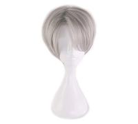 WELLHY ¡Peluca de Cosplay Anime Yuri!on Ice Victor Nikiforov Cosplay Peluca Corta de Color Gris Plateado Pelo sintético + Gorro de Peluca Fiesta de Halloween Juego de rol Prop for Coser